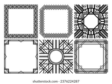 Retro decorative blank frames collection with classic elegant geometric traceries in vintage style	
