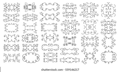 Retro Decorative Border Frames Vintage frame. Hand drawn set of design element.