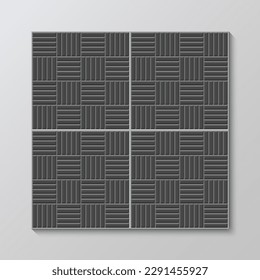 Retro decorative brickwall. Seamless brick pattern. Black ceramic background. Tile subway wall. Old floor print. Cement texture. Vintage stone surface. Vector illustration