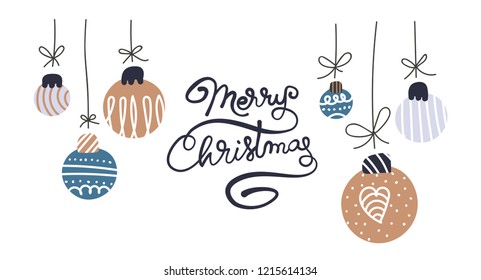 Retro decorative Christmas balls, vector Christmas card