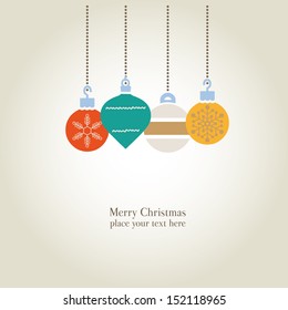 Retro decorative Christmas balls, vector Christmas card