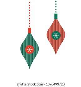 Bolas de Navidad retro decorativas, tarjeta de Navidad vectorial