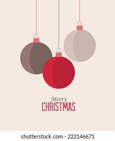 Retro Decorative Christmas Balls, Vector Christmas Card