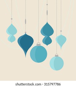 Retro decorative Christmas balls, vector Christmas card