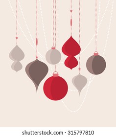 Retro decorative Christmas balls, vector Christmas card