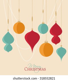 Retro decorative Christmas balls, vector Christmas card