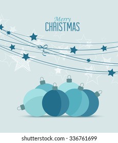 Retro decorative Christmas balls, vector Christmas card
