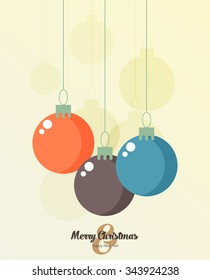 Retro decorative Christmas balls, vector Christmas card