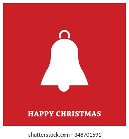 Retro decorative Christmas bells, Christmas New Year Flat card illustration
