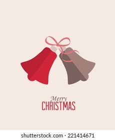 Retro decorative Christmas bells, vector Christmas card