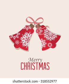 Retro decorative Christmas bells, vector Christmas card