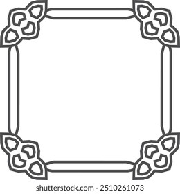 Retro decorative frame. Black line ornate border