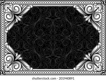 Retro decorative monochrome blank frame