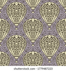 Retro decorative pattern element with balloon. Seamless texture. Vector illustration.
