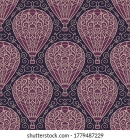 Retro decorative pattern element with balloon. Seamless texture. Vector illustration.
