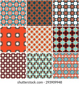Retro decorative set: 9 seamless pattern
