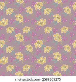 Retro delicate sweet seamless pattern, textile and fabric repeating background. Cute retro vintage digital paper, surface pattern print