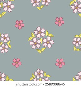 Retro delicate sweet seamless pattern, textile and fabric repeating background. Cute retro vintage digital paper, surface pattern print