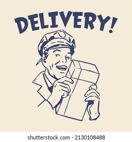 Retro Delivery man con un paquete