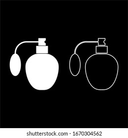 Retro deodorant Perfume bottle with atomizer or spray pump icon outline set white color vector illustration flat style image