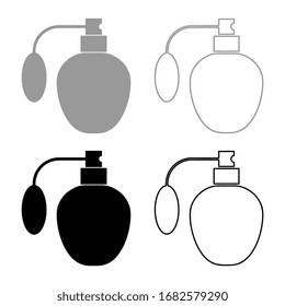 Retro deodorant Perfume bottle with atomizer or spray pump icon outline set black grey color vector illustration flat style image