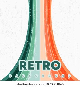 Retro design background with vintage grunge texture and colored lines. Vector illustration.