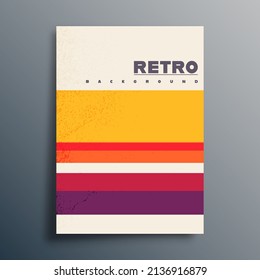 Retro design background with vintage grunge texture and colored stripes. Vector illustration.