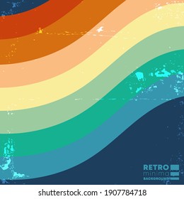 Retro design background with vintage wave color stripes. Vector illustration.