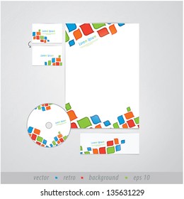 Retro design colorfully presentation. Vector template with space for your content. Discreet decorative elements. soft shapes with strong outline.