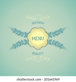 Retro design covers for restaurant menu with emblem and ears. Vector eps 10 