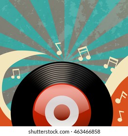 Retro design with disk recorder illustration