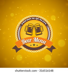 Retro Design Element, Badge, Logotype, Label for Beer, Beer Shop, Pub, Bar. Vector Illustration