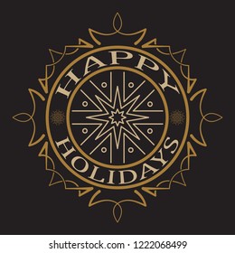 Retro design element. Decorative design element, card for congratulations. Christmas holidays. Vector image.