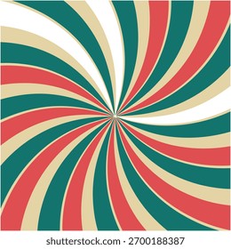 Elemento de design retro apresenta linhas curvas azul, bege, vermelho e branco girando do centro contra um fundo quadrado, oferecendo um vintage olhar estético.