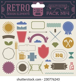Retro design elements hipster style infographic color set 4. Labels, ribbons, icons, frames, borders etc. High quality vector illustration.