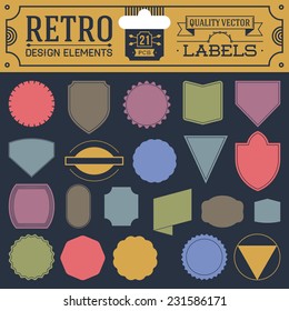 Retro design elements hipster style labels color set 1. High quality vector illustration.