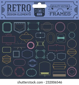 Retro design elements hipster style frames color set. High quality vector illustration.