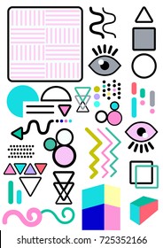 Retro design elements, pattern, shapes