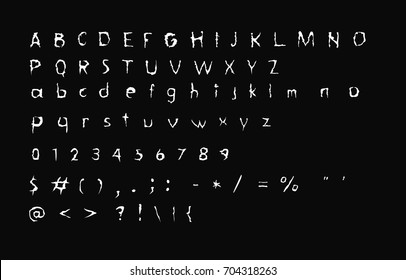Retro  design font - Distress texture - Hand drawing alphabet- Grunge style alphabet. - Horror typewriter font