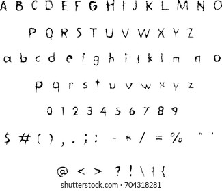 Retro  design font - Distress texture - Hand drawing alphabet- Grunge style alphabet. - Horror typewriter font