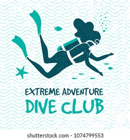 Retro design Go Scuba Diving for poste