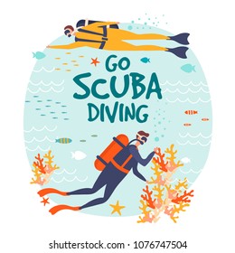 Retro design Go Scuba Diving for poster