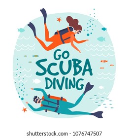 Retro design Go Scuba Diving for poster