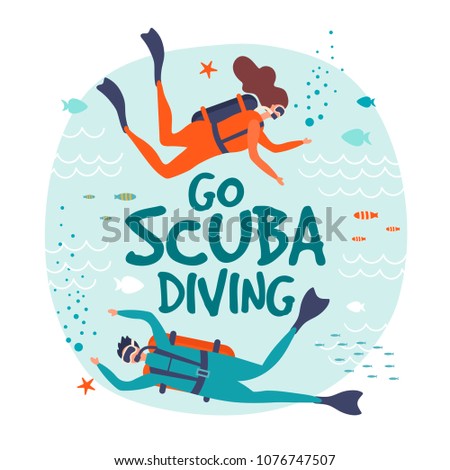 Retro design Go Scuba Diving for poster