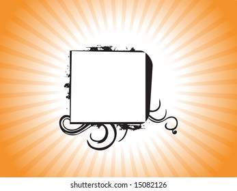 retro design grunge squire frame in orange, illustration