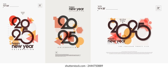 Retro design happy new year 2025. With unique numbers and a beautiful classic appearance. Design for happy new year 2025 celebration.