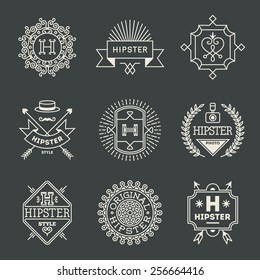 Retro Design Hipster Insignias Logotypes Set 1. Vector Vintage Elements.