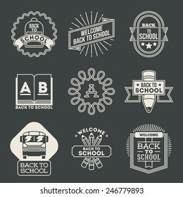 Retro design insignias back to school logotypes set. Vector vintage elements. 