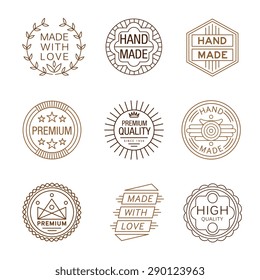 Retro design insignias logotypes , hand made, Vector vintage elements.