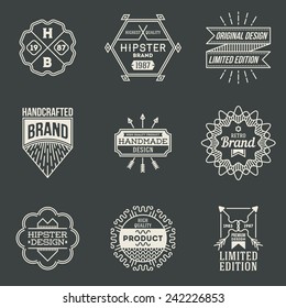 Retro design insignias logotypes set 6. Vector vintage elements.